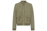 Olsen Women's Mixed Media Zip Front Bomber Jacket