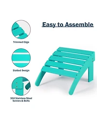 Aoodor Outdoor Adirondack Ottoman, Hdpe Chair Patio Weather Resistant for Patio, Porch, Backyard, Garden, Lawn, Deck