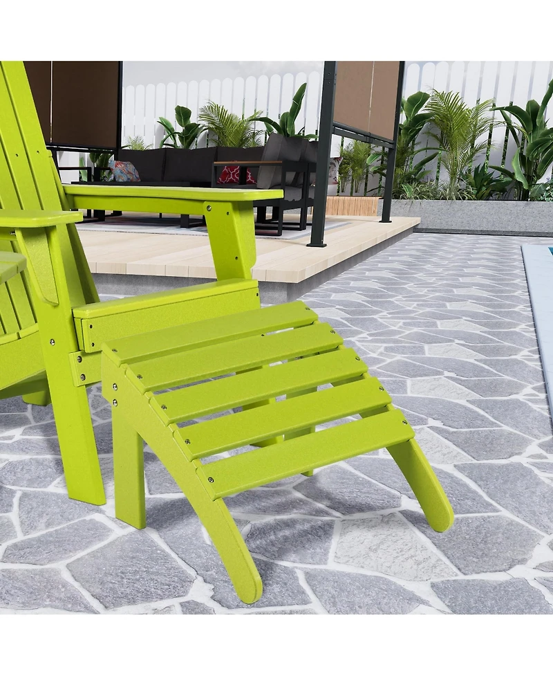 Aoodor Outdoor Adirondack Ottoman, Hdpe Adirondack Chair Ottoman, Outdoor Patio Weather Resistant for Patio, Porch, Backyard, Garden, Lawn, Deck