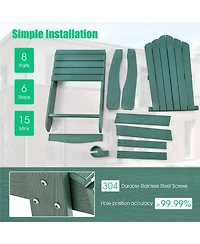 Gymax 2PCS Patio Hips Adirondack Chair w/ Cup Holder Weather Resistant 380 Lbs
