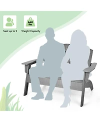 Gymax Outdoor Adirondack Chair Patio Hdpe Adirondack Loveseat Bench Weather Resistant