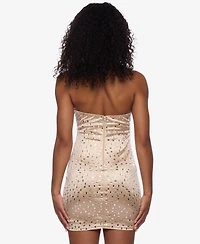 Juniors' Rhinestone Halter Bodycon Dress