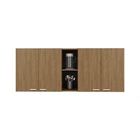 Olimpo 150 Wall Double Door Cabinet,Two External Shelves, Two Interior Shelves, Natural Oak