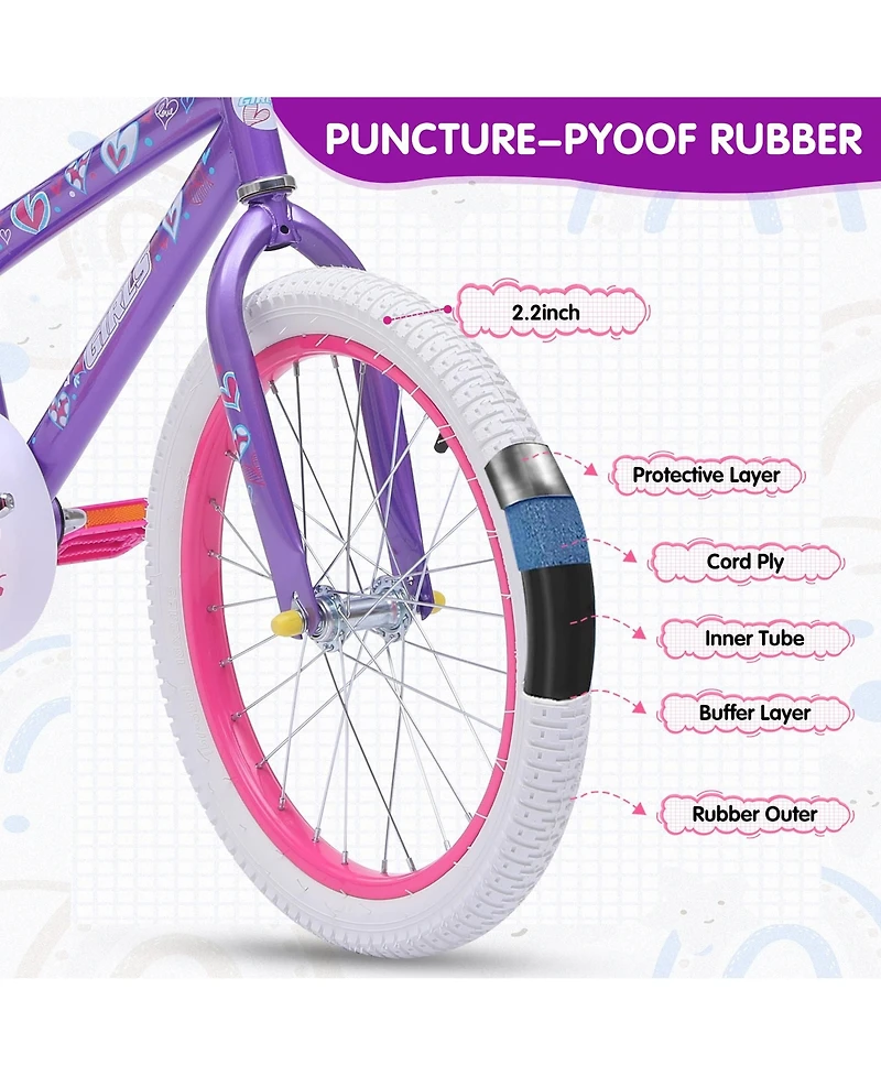 20-inch Kids Bike with Removable Training Wheels, Adjustable Seat and Handlebar for 3-8 Years Olds