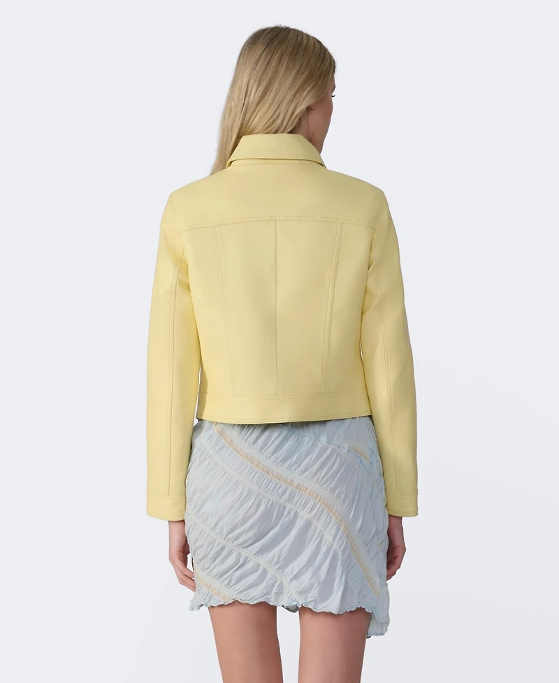 Furniq Uk Women's Leather Cropped Jacket, Created for Macy s