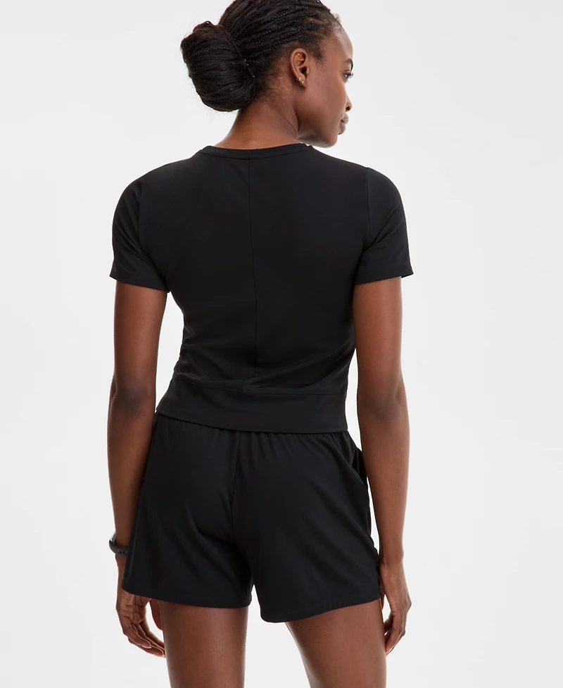 Id Ideology Women's Overlap Cropped Crewneck T-Shirt, Exclusively at Macy's