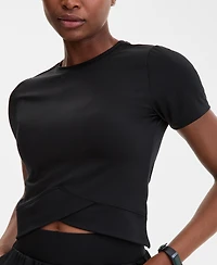 Id Ideology Women's Overlap Cropped Crewneck T-Shirt, Exclusively at Macy's