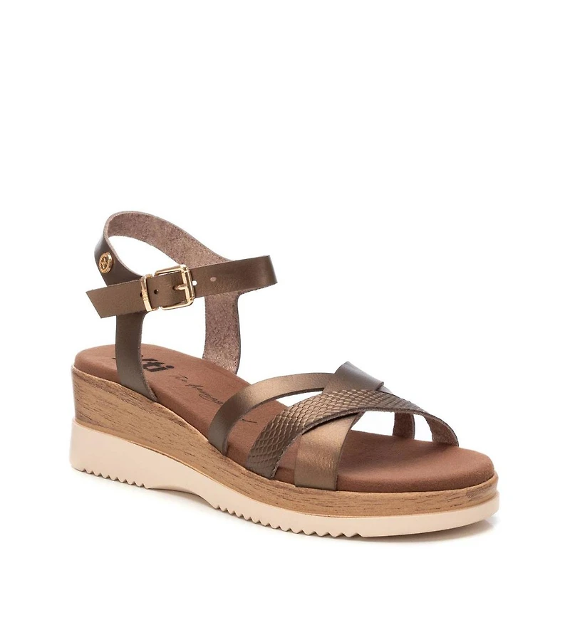 Women's Criss Cross Straps Low Wedge Sandals By Xti