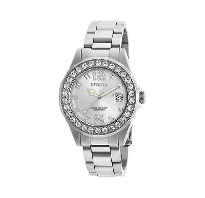 Invicta Women's 21396 Pro Diver Quartz 3 Hand Silver Dial Watch
