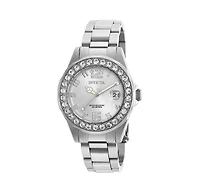 Invicta Women's 21396 Pro Diver Quartz 3 Hand Silver Dial Watch