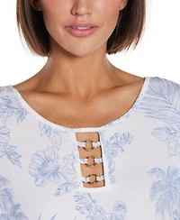 Belldini Women's Pineapple Print Knit Top