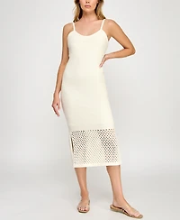 Invitee Juniors' V-Neck Sleeveless Bodycon Crochet Dress