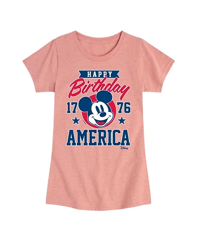 Hybrid Apparel Big Girls Disney Mickey Happy Birthday Americana Graphic T-Shirt