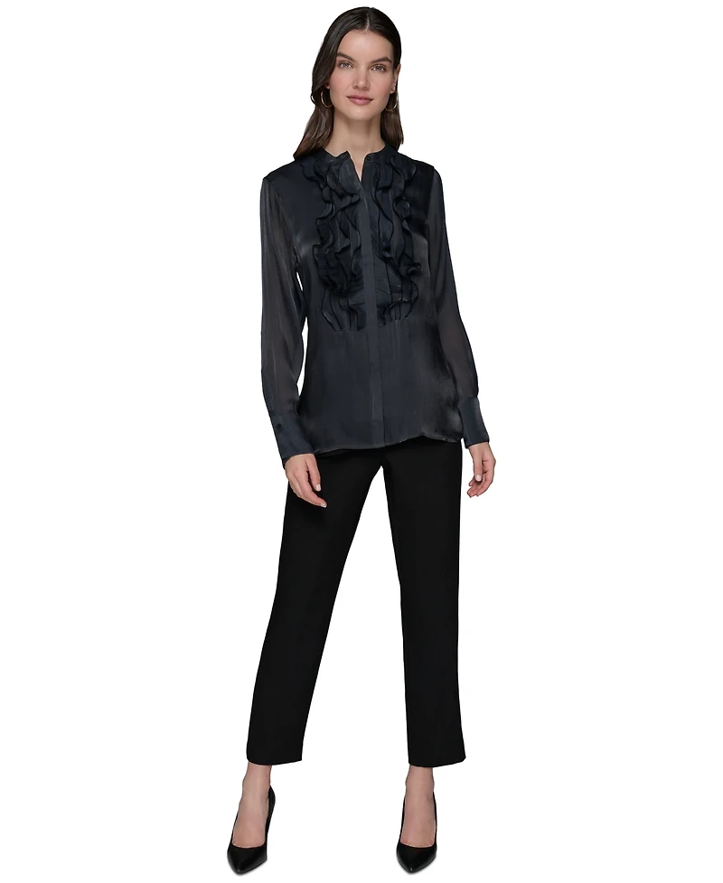 Karl Lagerfeld Paris Ruffled-Front Organza Blouse
