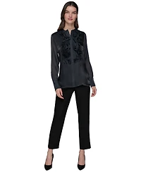Karl Lagerfeld Paris Ruffled-Front Organza Blouse