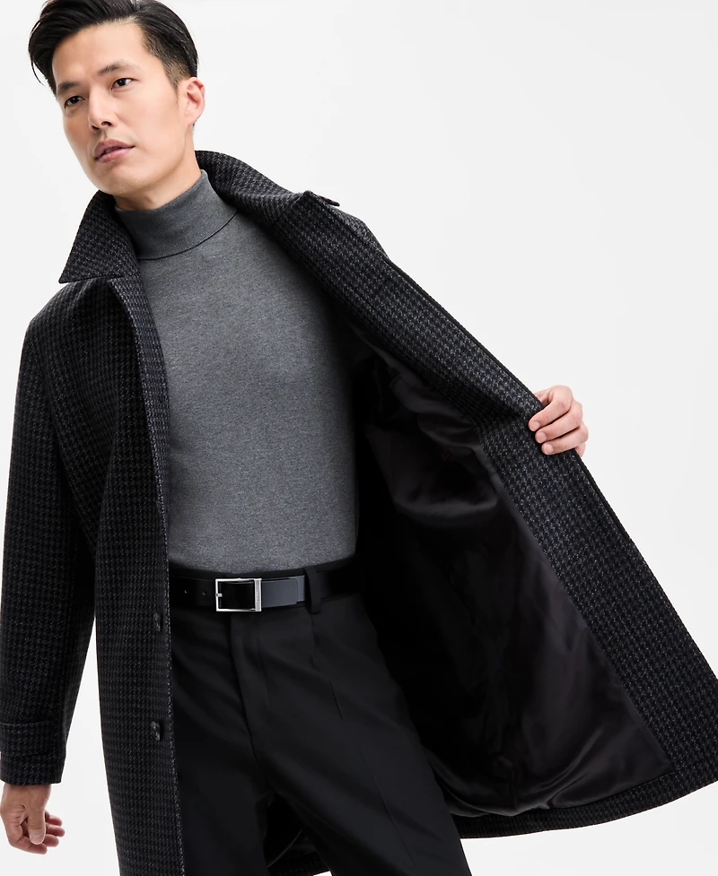 Hugo by Boss Men's Regular-Fit Houndstooth Overcoat