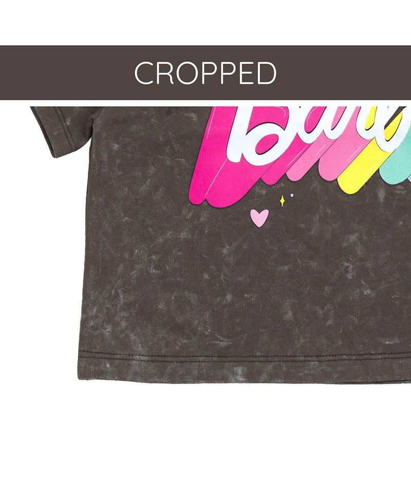 Barbie Toddler Girls French Terry Cropped Drop Shoulder T-Shirt and Skirt Outfit Set