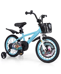 16 Inch Kids Bike Adjustable with Storage Basket and Double Brake for 4-8 Years Old