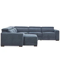 Nevio 5-Pc. Fabric Power Headrest Sectional with 1 Motion Chair