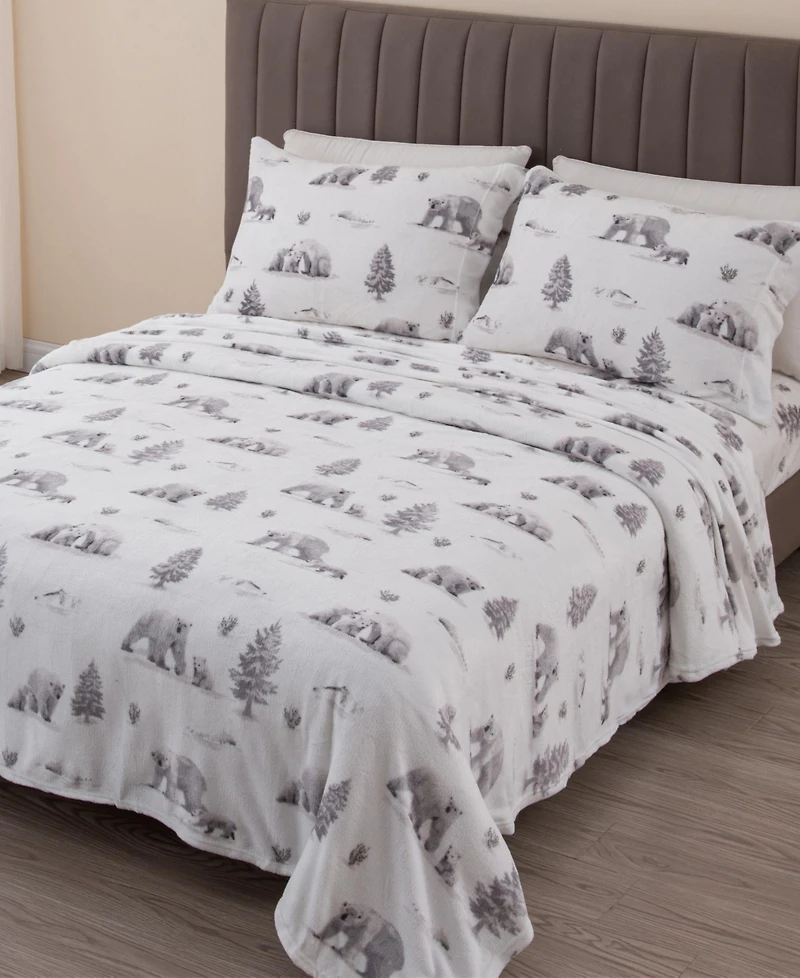 Linery & Co. Ultra-Soft Printed Velvet Plush Sheet Set
