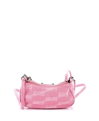 Pre-Owned Balenciaga Mini Le Cagole Giant Studs Shoulder Bag Bb Monogram Denim