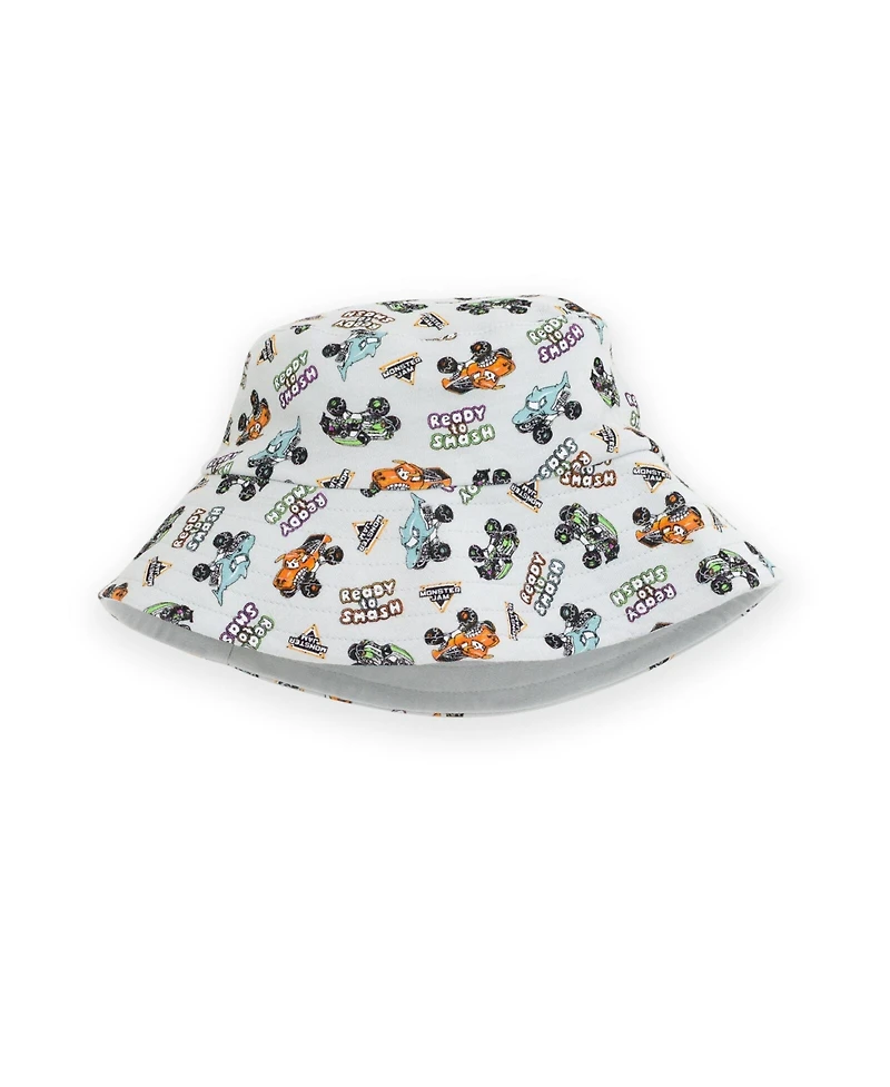 Monster Jam Toddler Boys Romper and Bucket Sun Hat Outfit Set