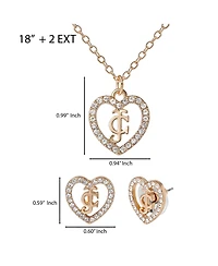Juicy Couture Gold-Tone Pave Heart Necklace & Stud Earrings Set