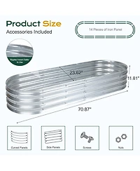 Aoodor Galvanized Raised Garden Bed Kit, 70.87''(L) x 23.62''(W) x11.81''(H) Outdoor Garden Planter Oval Large Boxes for Vegetables, Flowers, Herbs