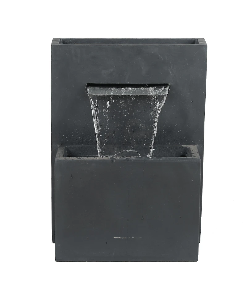 LuxenHome Gray Resin Modern Rectangular Waterfall Outdoor Fountain