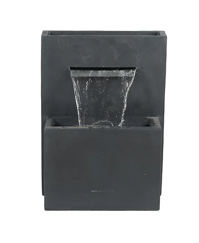 LuxenHome Gray Resin Modern Rectangular Waterfall Outdoor Fountain