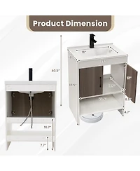 25 Inch Bathroom Vanity Sink Combo Cabinet with Doors and Open Shelf
