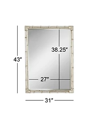 Takeo Rectangular Vanity Decorative Wall Mirror Modern Rustic Style Distressed Silver Faux Bamboo Frame Beveled 31" Wide for Bathroom Bedroom Liv
