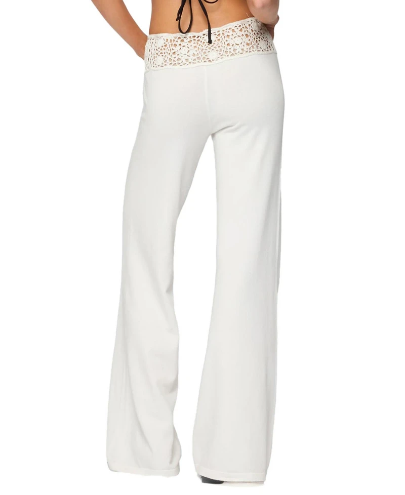 Edikted Women's Kirsty Crochet Waist Knit Pants