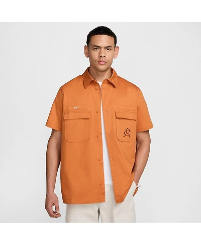 Nike Men's Burnt Orange Club America Ca x Woven Button-Down Shirt