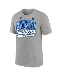 Nike Men's Heather Gray Brooklyn Dodgers Cooperstown Collection Retro Tri-Blend T-Shirt