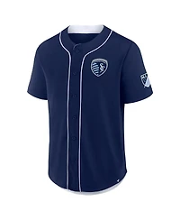 Fanatics Men's Navy Sporting Kansas City Injury Time Baseball Jersey