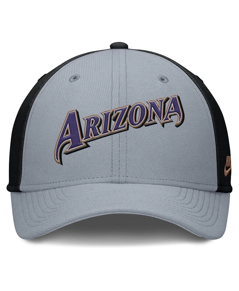Nike Men's Gray/Black Arizona Diamondbacks Rise Swoosh Performance Flex Hat