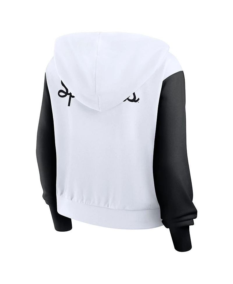Nike Women's White Michigan State Spartans Cropped Beyond Capability Color-Block Script Full-Zip Hoodie
