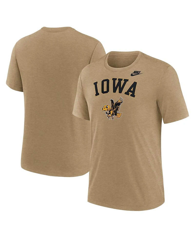 Nike Men's Heather Light Brown Iowa Hawkeyes Legacy Arch Tri-Blend T-Shirt