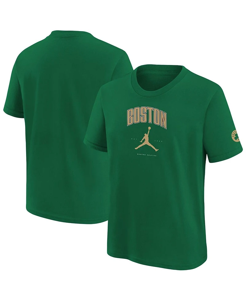 Jordan Big Boys and Girls Kelly Green Boston Celtics Essential Cities T-Shirt