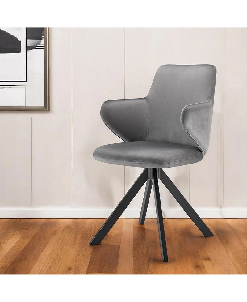 Upholstered Velvet Dining Armchair with Tufted Backrest