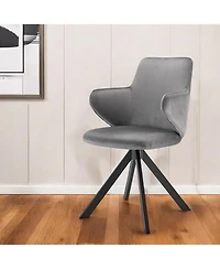 Upholstered Velvet Dining Armchair with Tufted Backrest