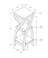 Contemporary Wood Square End Table with Two Shelves for Extra Storage