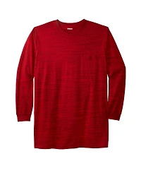 KingSize Men's Big & Tall Shrink-Less Lightweight Longer-Length Long-Sleeve Crewneck Pocket Tee