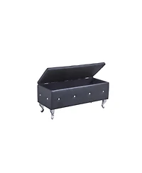 Rectangular Faux Leather Ottoman Bench with Lift-Top Storage