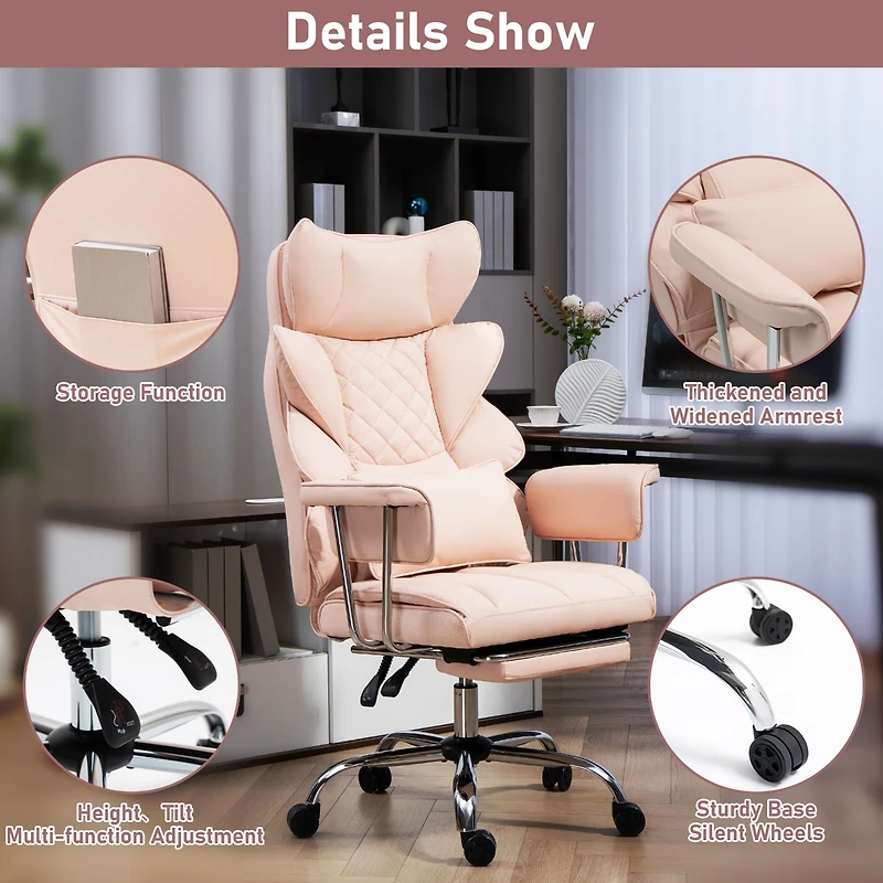 Dyhome 8-Point Massage Gaming Chair, Ergonomic Office Chair, 500lbs Weight Capacity, Adjustable Backrest 90°-135°, Adjustable Armrests