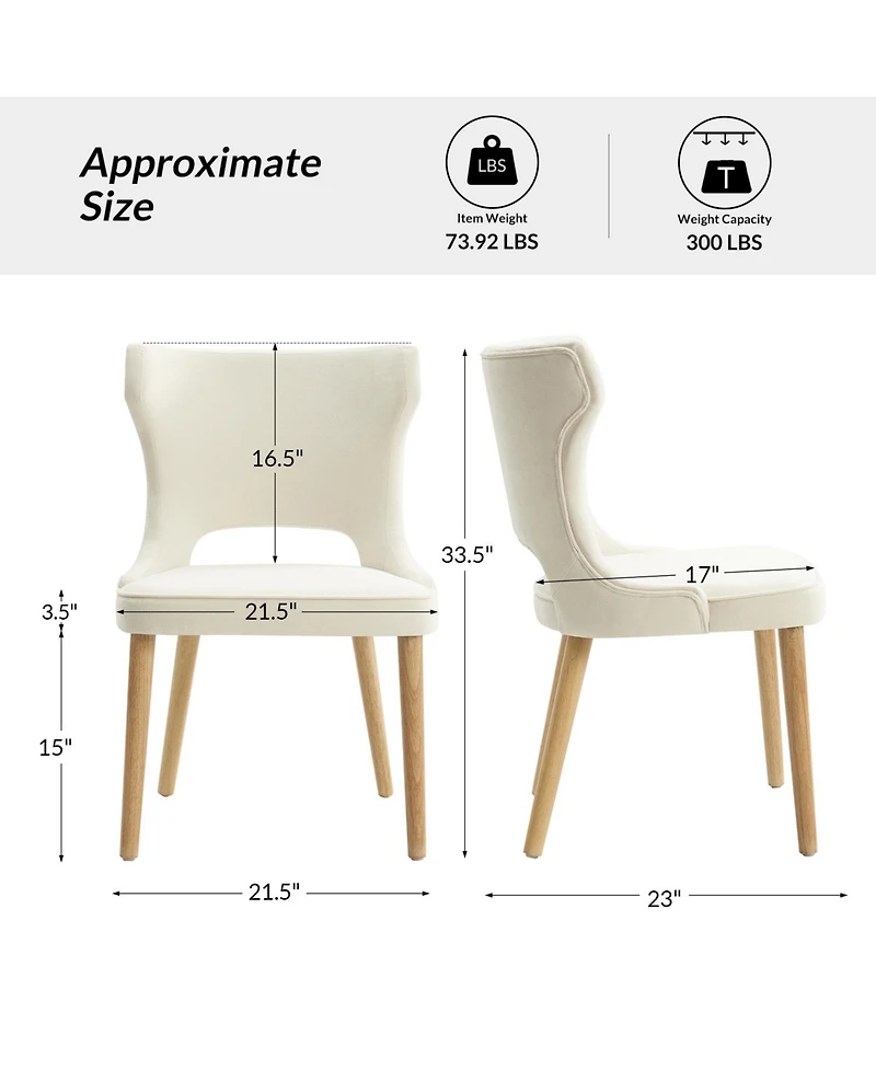 Rita Mid-Century Modern WaterProof Hollow Design Dining Chair with Wingback,Set of 2