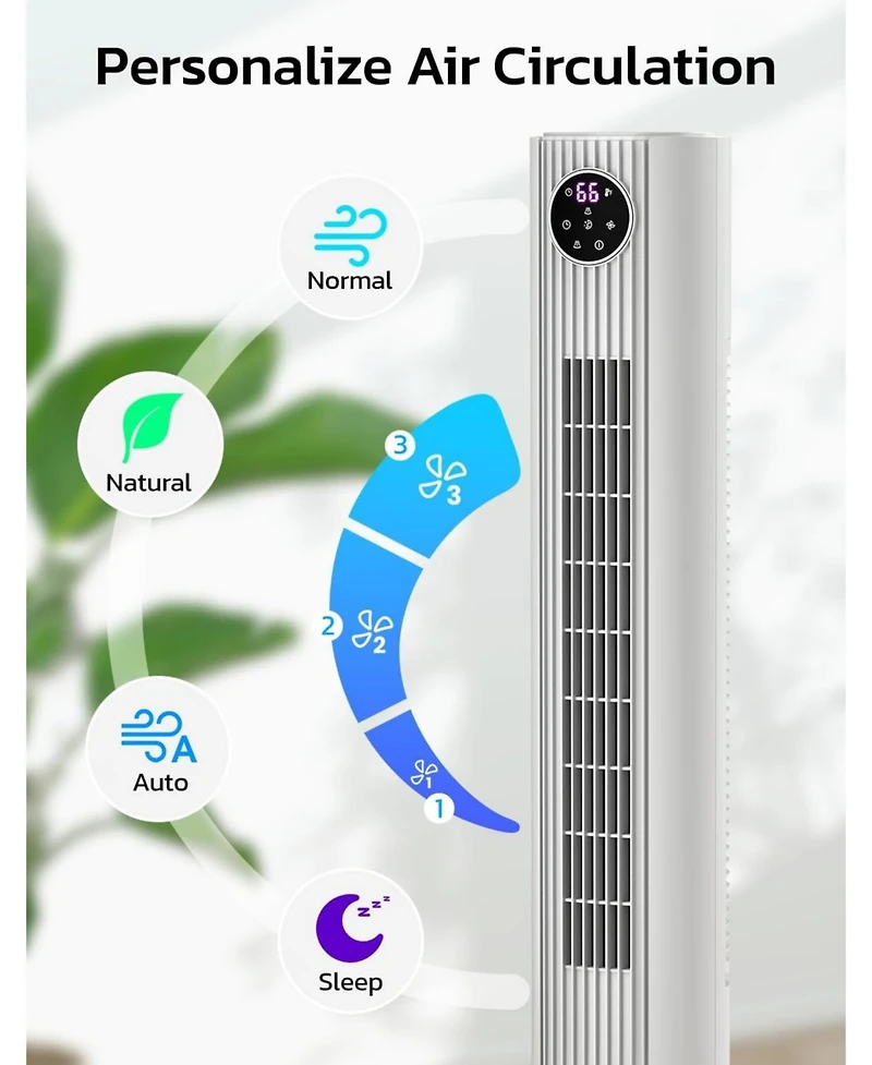 Cowsar Tower Fan for Bedroom, 90° Oscillating Fan with 12H Timer, 37”Standing Fans with Remote, Bladeless Fan with 4 Modes & 3 Speeds