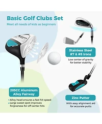 Junior Complete Golf Club Set Right Hand with Rain Hood for Kids-Blue