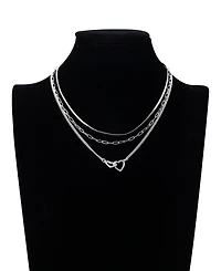 Unwritten Cubic Zirconia Interlocking Heart Layered Necklace Set